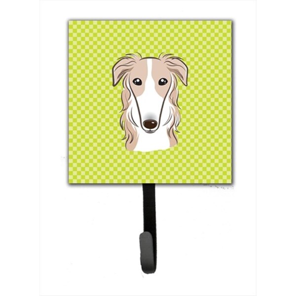 Carolines Treasures Checkerboard Lime Green Borzoi Leash or Key Holder- 4.25 W x 7 H In. BB1290SH4 - main